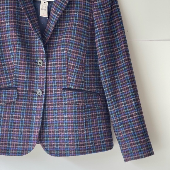 NWT! $150 Talbots Blue Plaid Blazer Jacket Coat Wool Blend, Sz 2 - Picture 7 of 13